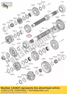 kawasaki 132621159 engranaje, entrada 5ta, 22t klz1000bff - Lado inferior