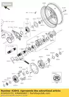 420410152, Kawasaki, pignon-moyeu, 44t kawasaki ninja h2r  p h2 n 1000 , Nouveau