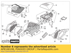 Aprilia AP8168108, Saddle cover base, OEM: Aprilia AP8168108