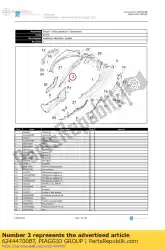 Aqui você pode pedir o painel lateral direito em Piaggio Group , com o número da peça 62444700BT: