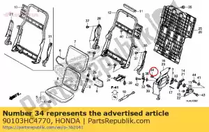 honda 90103HC4770 vis, garde-boue - La partie au fond