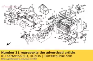 Honda 81164MAMA60ZD couvercle, r. poche de coffre * nh1 - La partie au fond