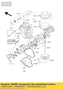 Kawasaki 160091892 needle-jet,n14q - Bottom side