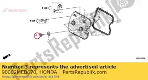 honda 90002MEB670 parafuso, tampa da cabeça - Lado inferior