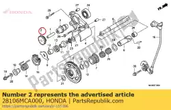 Here you can order the gear comp., starter reduction (17/18t) from Honda, with part number 28106MCA000: