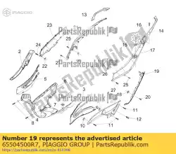 Here you can order the left undertail section from Piaggio Group, with part number 65504500R7: