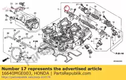 Ici, vous pouvez commander le tuyau, carburant (# 4) auprès de Honda , avec le numéro de pièce 16640MGE003: