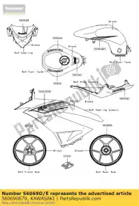 Kawasaki 560690870 wzór, boczna maska., lewa - Dół