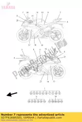 embleem van Yamaha, met onderdeel nummer 5D7F8368R000, bestel je hier online: