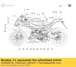 Aprilia 2H000970, Transfercentrum zwart, OEM: Aprilia 2H000970