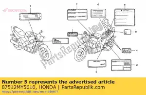 Honda 87512MY5610 etichetta, accessorio l - Il fondo