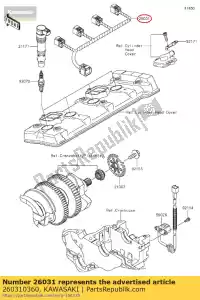 Kawasaki 260310360 harness - Bottom side