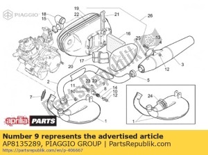 aprilia AP8135289 support de tuyau d'échappement - La partie au fond