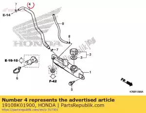 Honda 19108K01900 tube, reserve tank - Bottom side