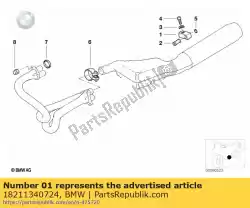 beugel uitlaat, linksachter van BMW, met onderdeel nummer 18211340724, bestel je hier online: