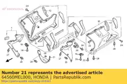 Ici, vous pouvez commander le capot, intérieur inférieur auprès de Honda , avec le numéro de pièce 64560MEL000: