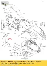 Ici, vous pouvez commander le garde-boue arrière, intérieur auprès de Kawasaki , avec le numéro de pièce 350230073: