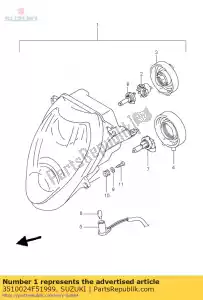 Suzuki 3510024F51999 conjunto de faros - Lado inferior