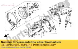 Here you can order the headlight assy. (stanley) (12v 60/55w) from Honda, with part number 33100MAZ003: