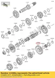 versnelling, laag vermogen, 34t klx650-a1 van Kawasaki, met onderdeel nummer 132601327, bestel je hier online: