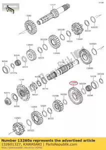 kawasaki 132601327 versnelling, laag vermogen, 34t klx650-a1 - Onderkant