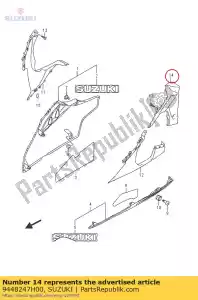 suzuki 9448247H00 cubierta, capucha lateral - Lado inferior