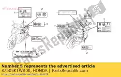 label, band van Honda, met onderdeel nummer 87505KTWB00, bestel je hier online: