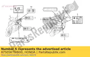 honda 87505KTWB00 label, band - Onderkant