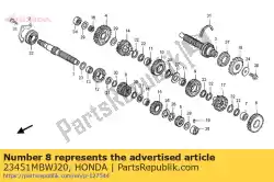 Ici, vous pouvez commander le engrenage, arbre principal tiers & auprès de Honda , avec le numéro de pièce 23451MBWJ20: