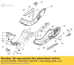 Here you can order the footrest from Piaggio Group, with part number 62162300E8: