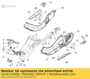 Piaggio Group 62162300E8 footrest - Bottom side