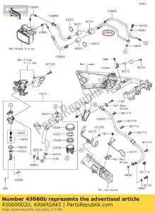 kawasaki 430600020 pipe-brake,hu-rr m/cylin zx140 - Bottom side