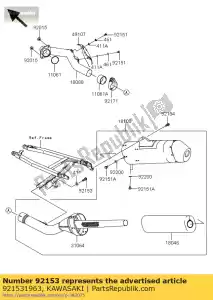 Kawasaki 921531963 parafuso, flangeado pequeno, 8x18 - Lado inferior