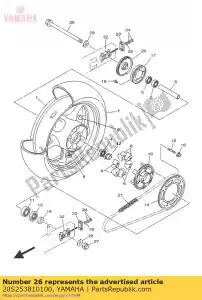 yamaha 20S253810100 eixo, roda - Lado inferior