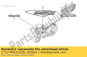 Honda 17517MBL610ZB mark, l. fuel tank (###) - Bottom side