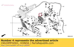 Here you can order the fan comp., cooling from Honda, with part number 19020MFGD01: