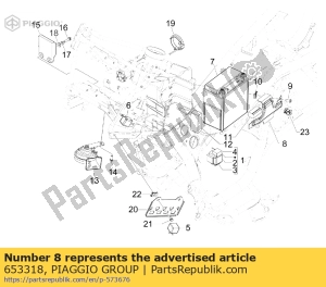 aprilia 653318 piastra di chiusura della batteria - Lato superiore