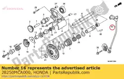 Ici, vous pouvez commander le bras comp., verrouillage du tambour de changement auprès de Honda , avec le numéro de pièce 28250MCA000: