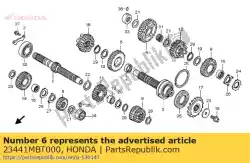Aqui você pode pedir o engrenagem, segundo contraeixo (29t) em Honda , com o número da peça 23441MBT000: