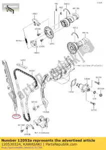 kawasaki 120530224 ketting, fr kx450hgf - Onderkant