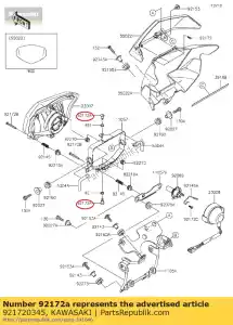 kawasaki 921720345 parafuso, 5x16,7 klx250s9f - Lado inferior