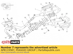 Aprilia AP8119587, Rechter auspuffrohr, OEM: Aprilia AP8119587