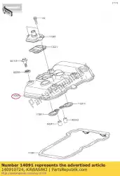 Ici, vous pouvez commander le couvercle, culasse ex250k8f auprès de Kawasaki , avec le numéro de pièce 140910724: