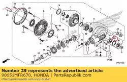 borgring, intern, 52mm van Honda, met onderdeel nummer 90651MFR670, bestel je hier online: