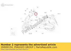 Piaggio Group 2H000154 decalque do escudo frontal direito superior de banda vermelha - Lado inferior