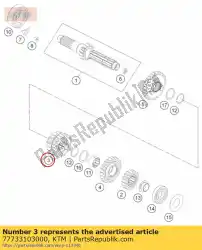 Here you can order the sliding gear 3/4 g. T='16/23 from KTM, with part number 77733103000: