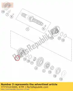 ktm 77733103000 sliding gear 3/4 g. t='16/23 - Bottom side