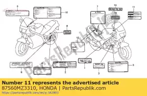 honda 87560MZ3310 nenhuma descrição disponível no momento - Lado inferior