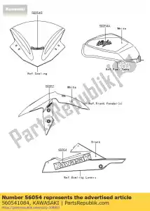 Kawasaki 560541084 mark, lwr cowl., kawasaki - Lado inferior