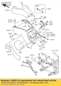 Kawasaki 140910430260 cover,air cleaner,a.red - Bottom side